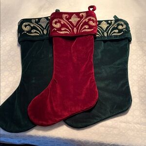 Balsam Hill Elegant Holiday Stockings Set - Red and Green